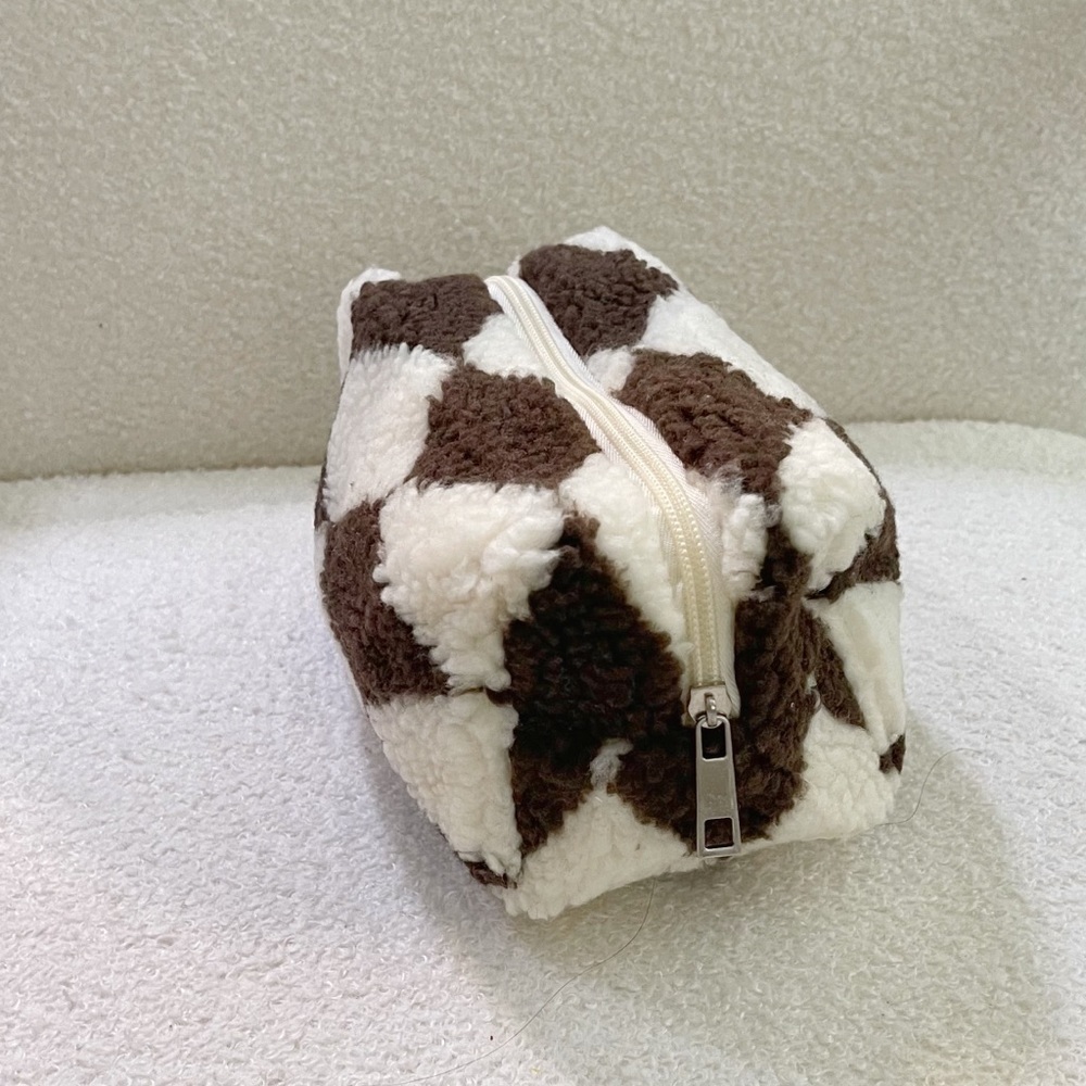 BRAND NEW* Plush Checkered Cosmetic bag.